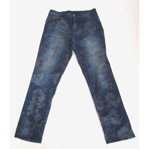 Women's Bandolino Mandie Floral Print Denim Jeans Sz 8 (WP237)